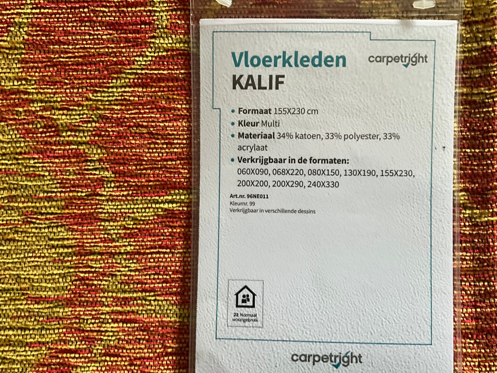 Nieuw Carpetright vloerkleed Kalif 1.55 m bij 2.30 m, Huis en Inrichting, Stoffering | Tapijten en Kleden, Ophalen, 100 tot 150 cm