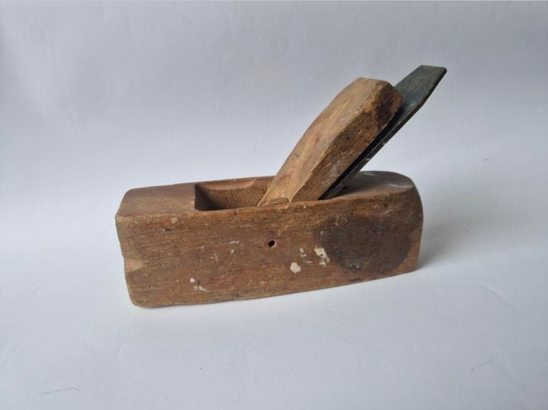 Antieke houten handschaaf. Authentiek stuk gereedschap deco, Verzenden