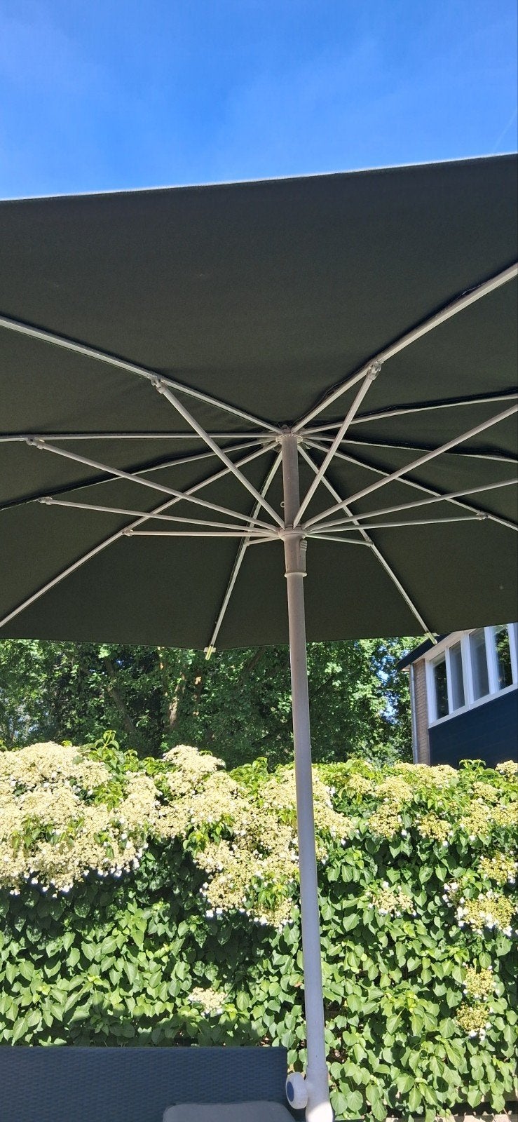 Groene parasol inclusief voet, Ophalen, Gebruikt, 2 tot 3 meter, Parasolvoet