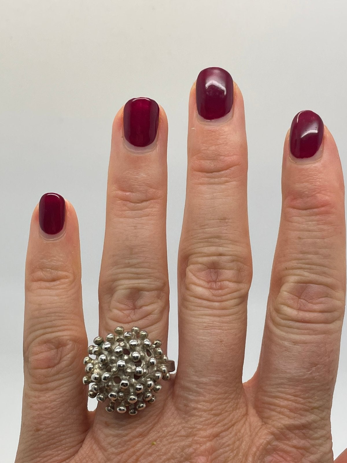 F976 Prachtige zilveren sputnik ring (verstelbaar), Ophalen of Verzenden, Zilver, Ring