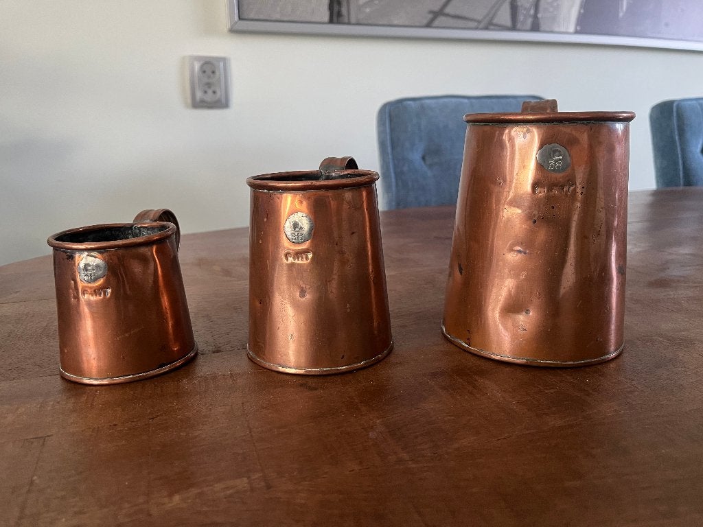 koperen maatbekers (3 stuks), Antiek en Kunst, Antiek | Koper en Brons, Ophalen, Koper