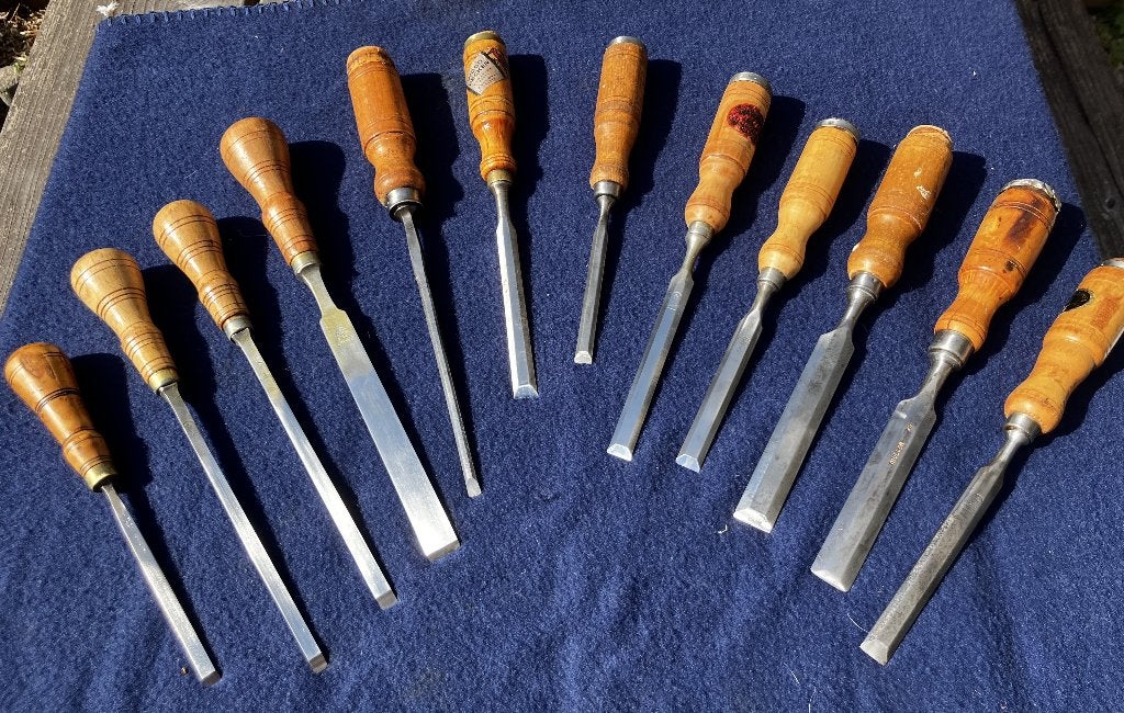Nooitgedagt set beitels, schietbeitels en steekbeitels JNY, Antiek en Kunst, Antiek | Gereedschap en Instrumenten, Ophalen of Verzenden