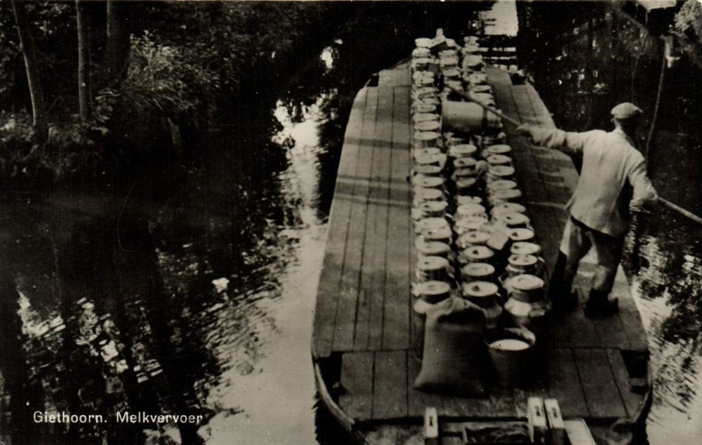 Giethoorn. Melkvervoer - 1953 gelopen, Verzenden, 1940 tot 1960, Gelopen, Overijssel