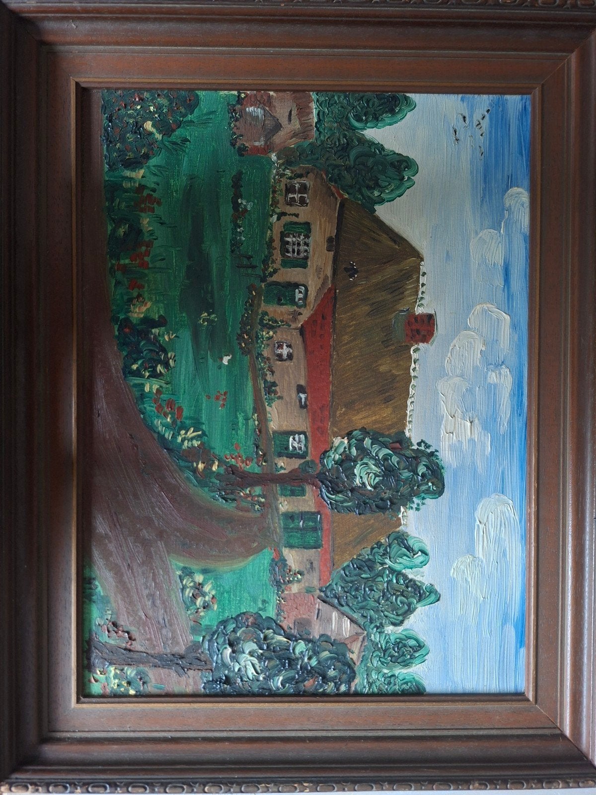 Oud Hollands Landschap Olieverf Schilderij - Boerderij, Ophalen, Doek, Oud hollands, Origineel werk