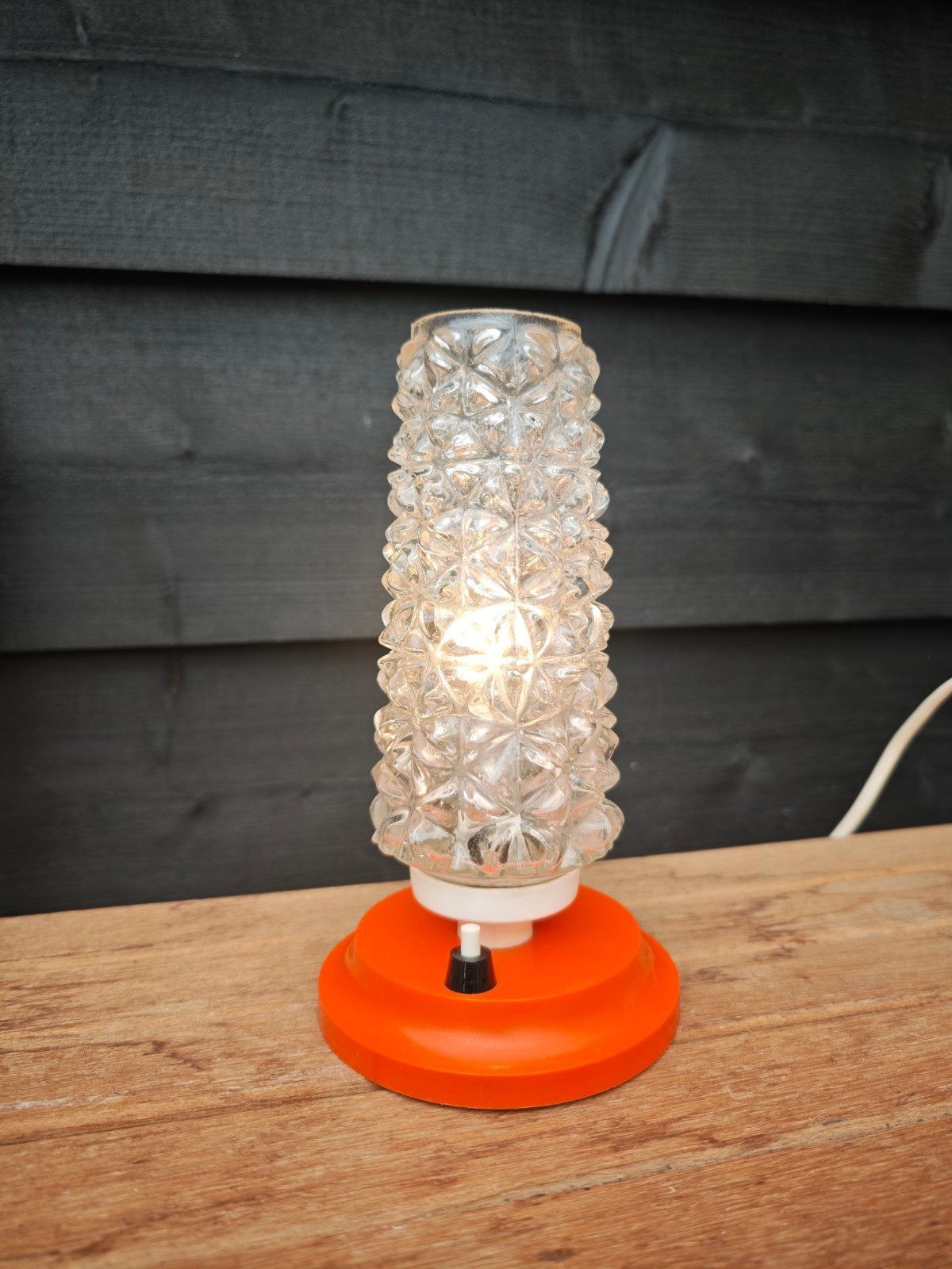 Vintage Retro Tafellampje, Vintage, Oranje, 23 cm, Ophalen of Verzenden