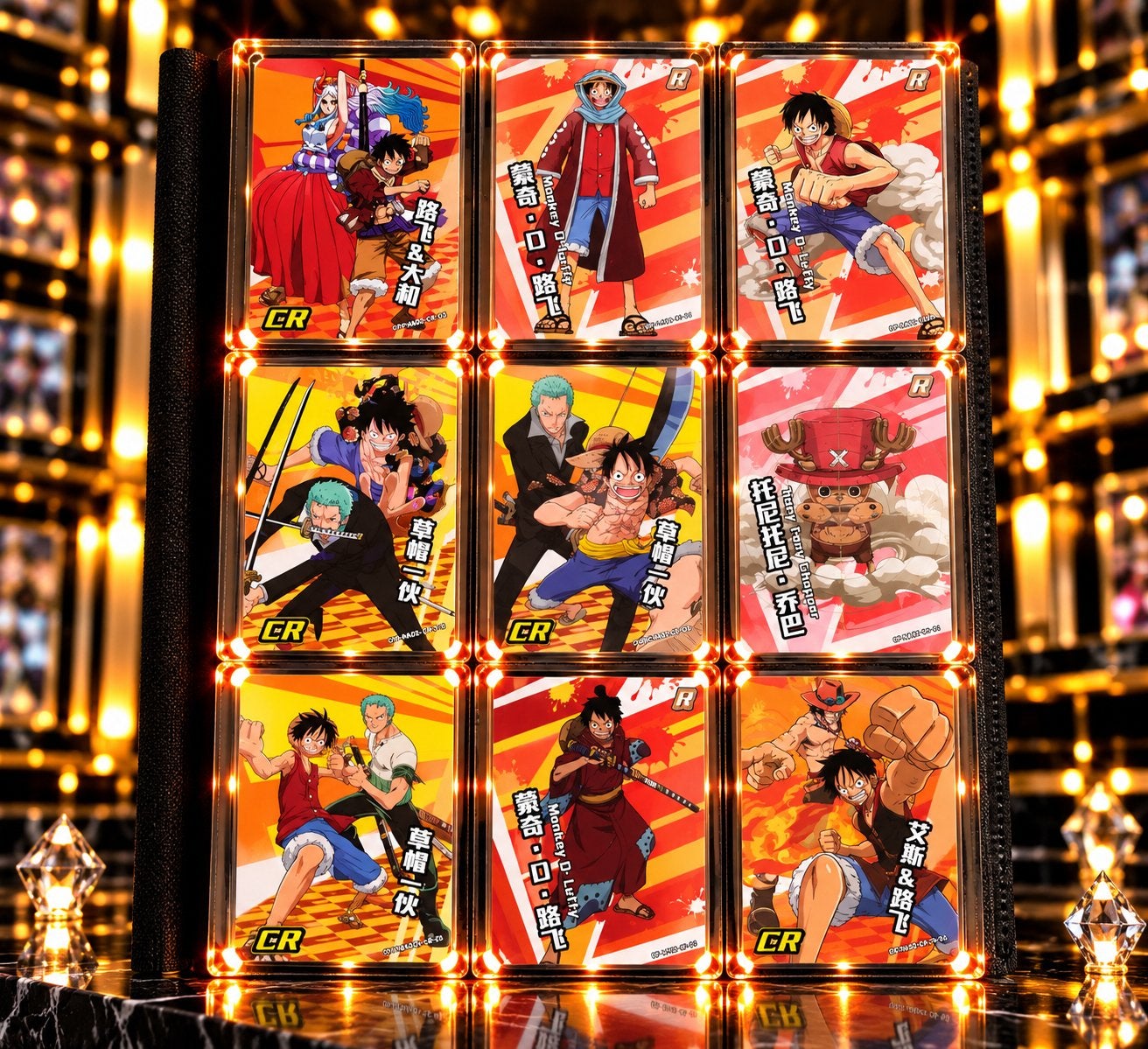 One Piece Legends – Luffy, Zoro & Ace – 9 Kaarten, Hobby en Vrije tijd, Verzenden, Zo goed als nieuw, Meerdere kaarten, Foil