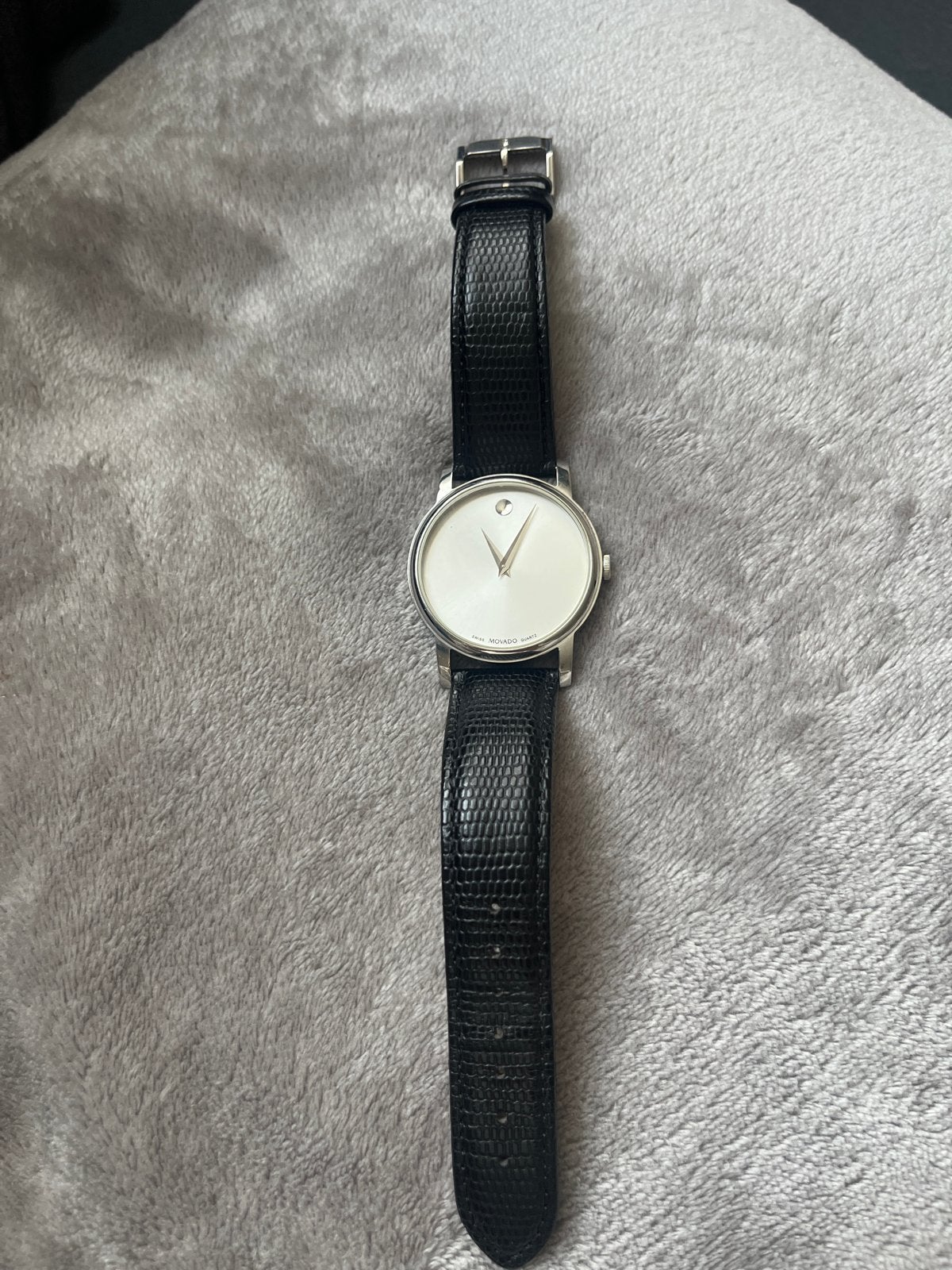 Movado Museum Horloge - Zo goed als nieuw, Overige merken, Leer, Staal, Polshorloge