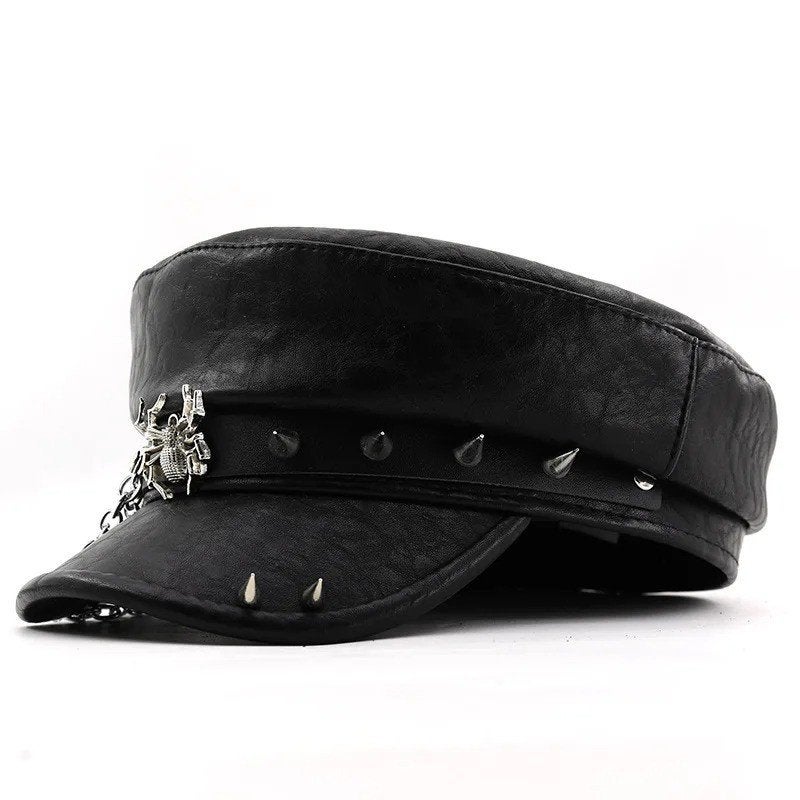 Dameshoed Y2K punk captain stijl van PU leer - Spikes, Ophalen of Verzenden, Nieuw, One size fits all