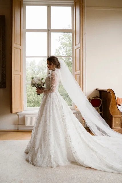 Eva Lendel Orfeya trouwjurk met bolero designerjurk 2026111, Ophalen, Nieuw, Wit, Trouwjurk