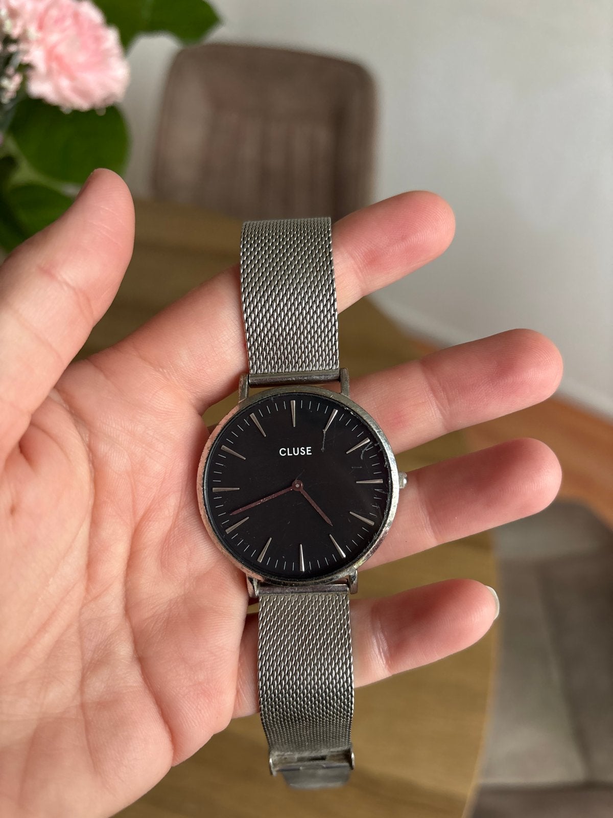 Cluse horloge met zilveren bandje, Sieraden, Tassen en Uiterlijk, Overige merken, Gebruikt, Staal, Polshorloge