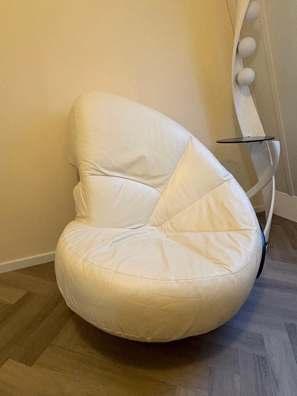 Design leren fauteuil, Ophalen, Zo goed als nieuw, 50 tot 75 cm, Leer