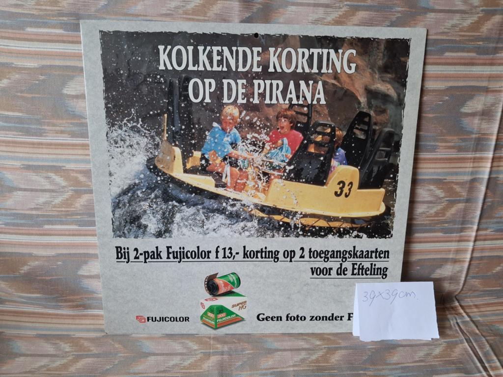 Oud kartonnen reclame bord Efteling, Fiji., Ophalen of Verzenden, Zo goed als nieuw, Overige typen