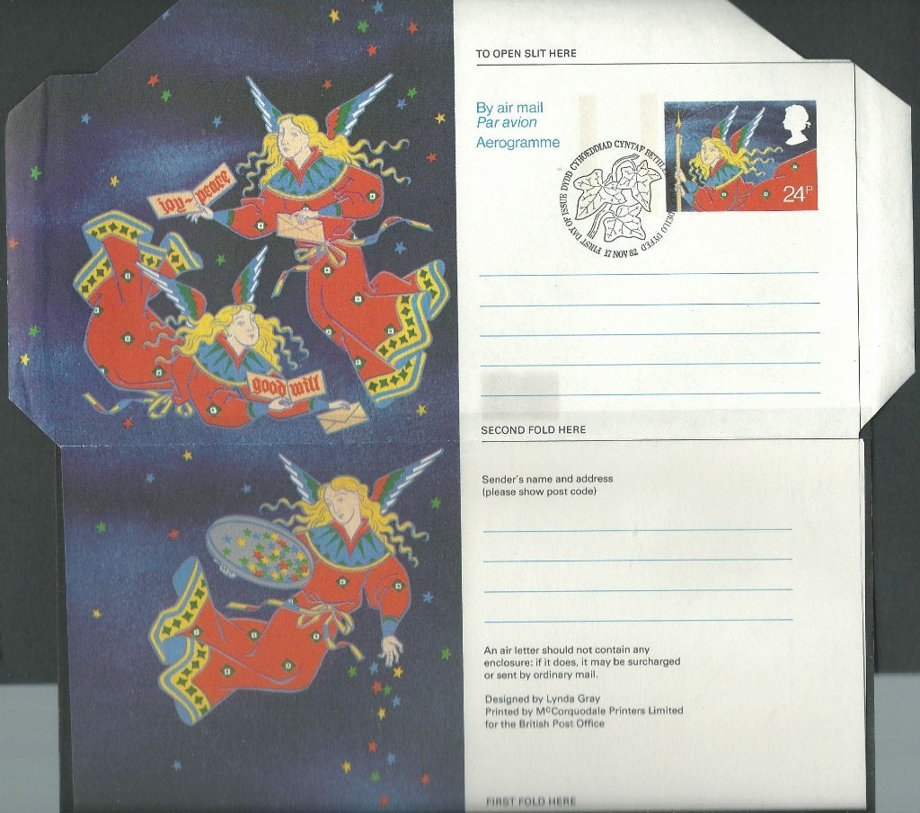 ENGELAND 1982 24p. Kerstmis Airletter, greiner: 101/michel:, Verzenden, Gestempeld