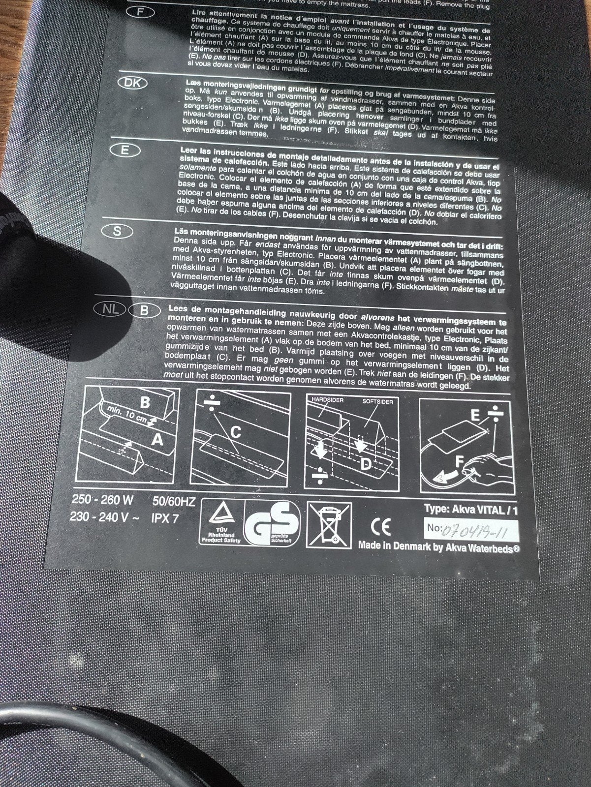 Akva Vital waterbed verwarming, Huis en Inrichting, Ophalen, Eenpersoons
