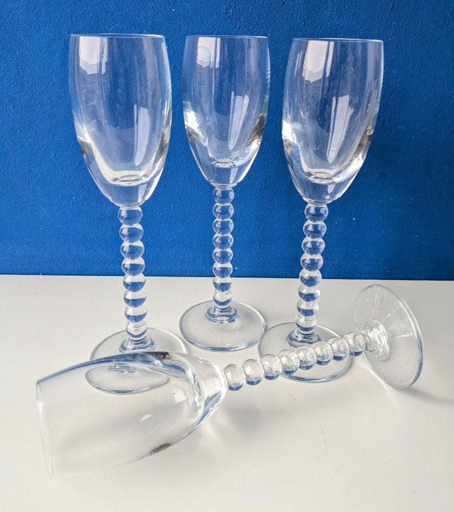 Port of likeurglazen op mooie steel, Glas of Glazen, Gebruikt, Ophalen of Verzenden, Glas