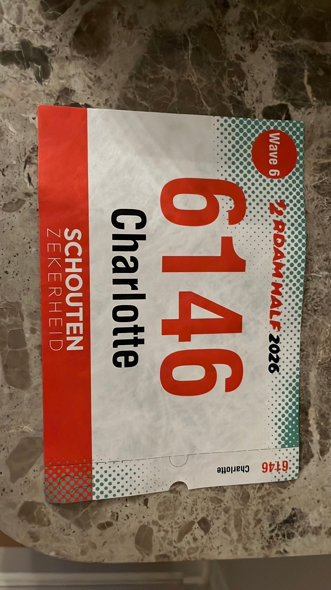 Startbewijs halve marathon Rotterdam, Ophalen, Zo goed als nieuw, Overige niveaus, Nederlands