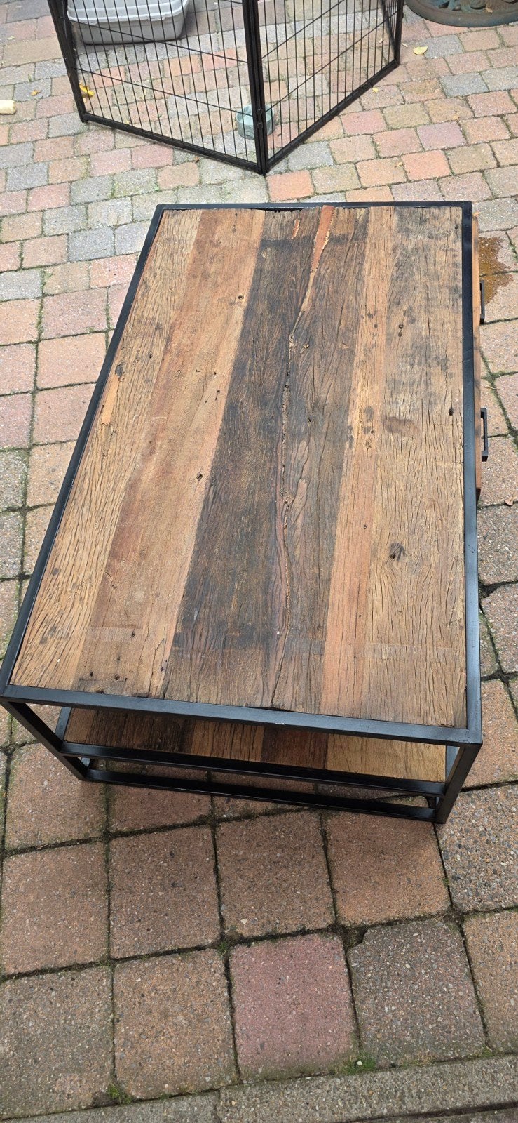 Salontafel van mangohout, donker, 120x70x40 cm, Gebruikt, 100 tot 150 cm, 50 tot 100 cm, Industrieel