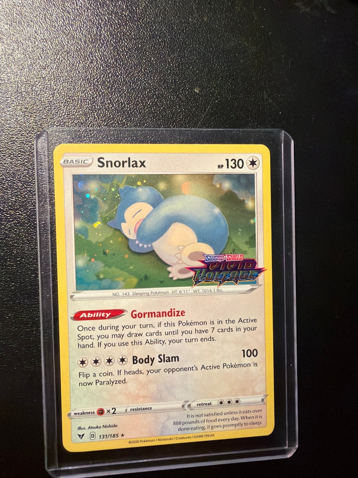Pokémon Kaart Snorlax, Ophalen of Verzenden, Zo goed als nieuw, Losse kaart, Foil