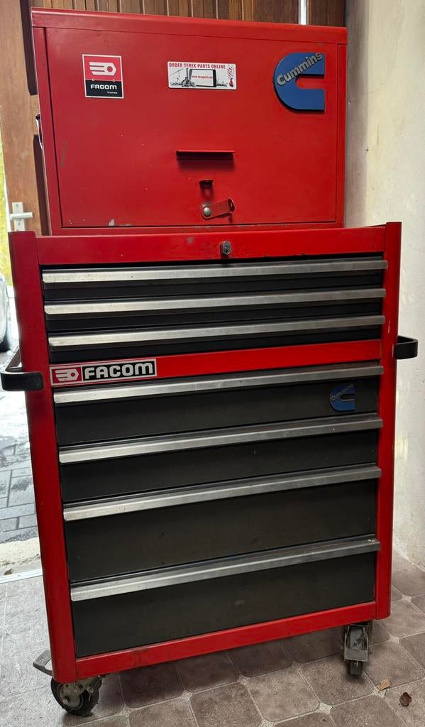 Grote vintage Facom gereedschapswagen met topkist IZGST, Auto diversen, Ophalen