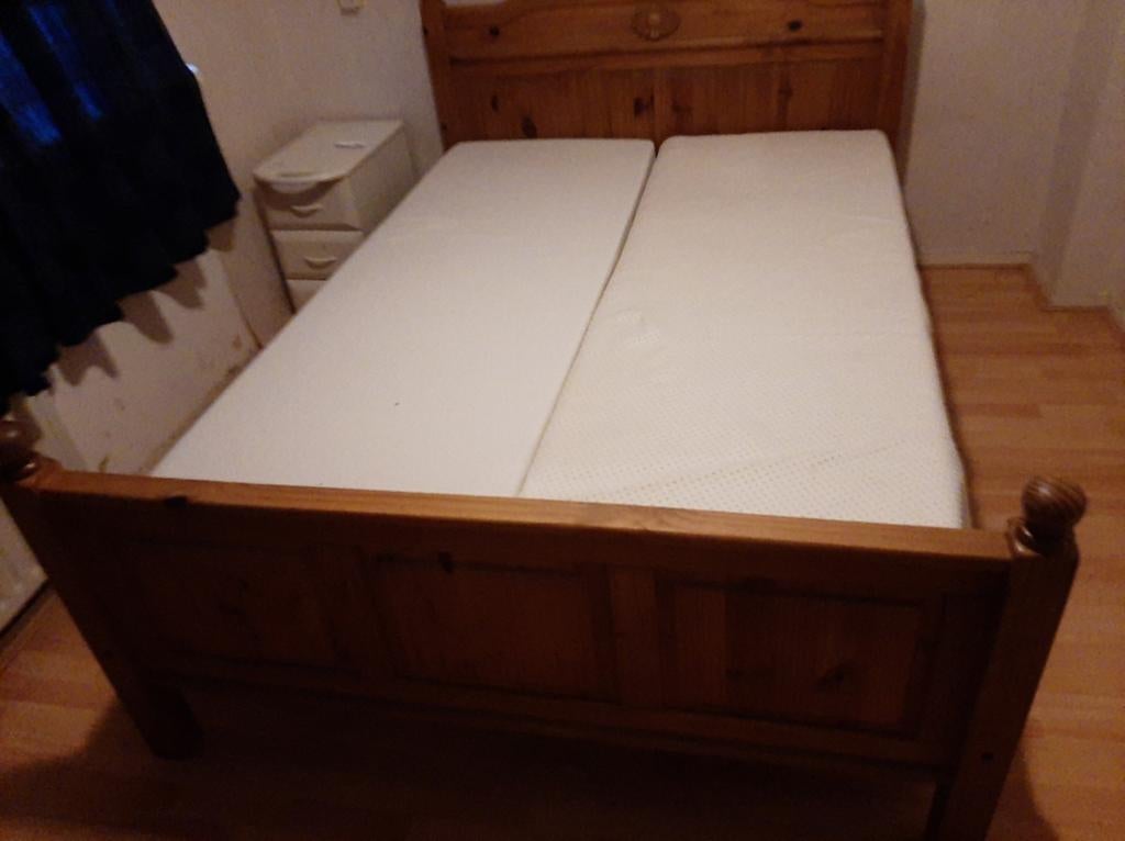 Complete Slaapkamer Set: Bed, Kledingkast & Nachtkastje, Ophalen, Gebruikt, Tweepersoons, Landelijk, Rustiek, Klassiek