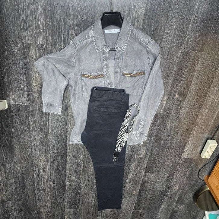 Blouse (S) en Broek (32/32) - Costes Rebel & WE en tasriem, Ophalen of Verzenden, Costes Rebel, WE, Maat 36 (S), Grijs