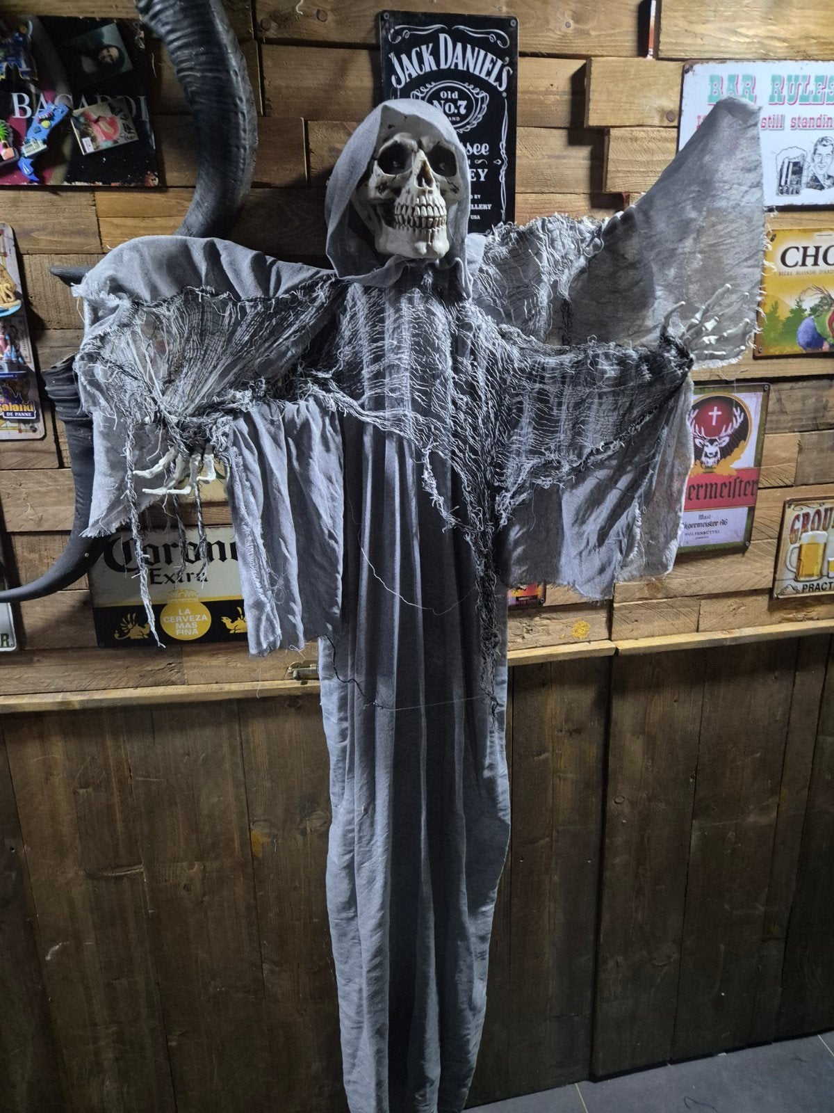 Halloween animatronic reaper, Ophalen of Verzenden, Zo goed als nieuw, Halloween of Griezel