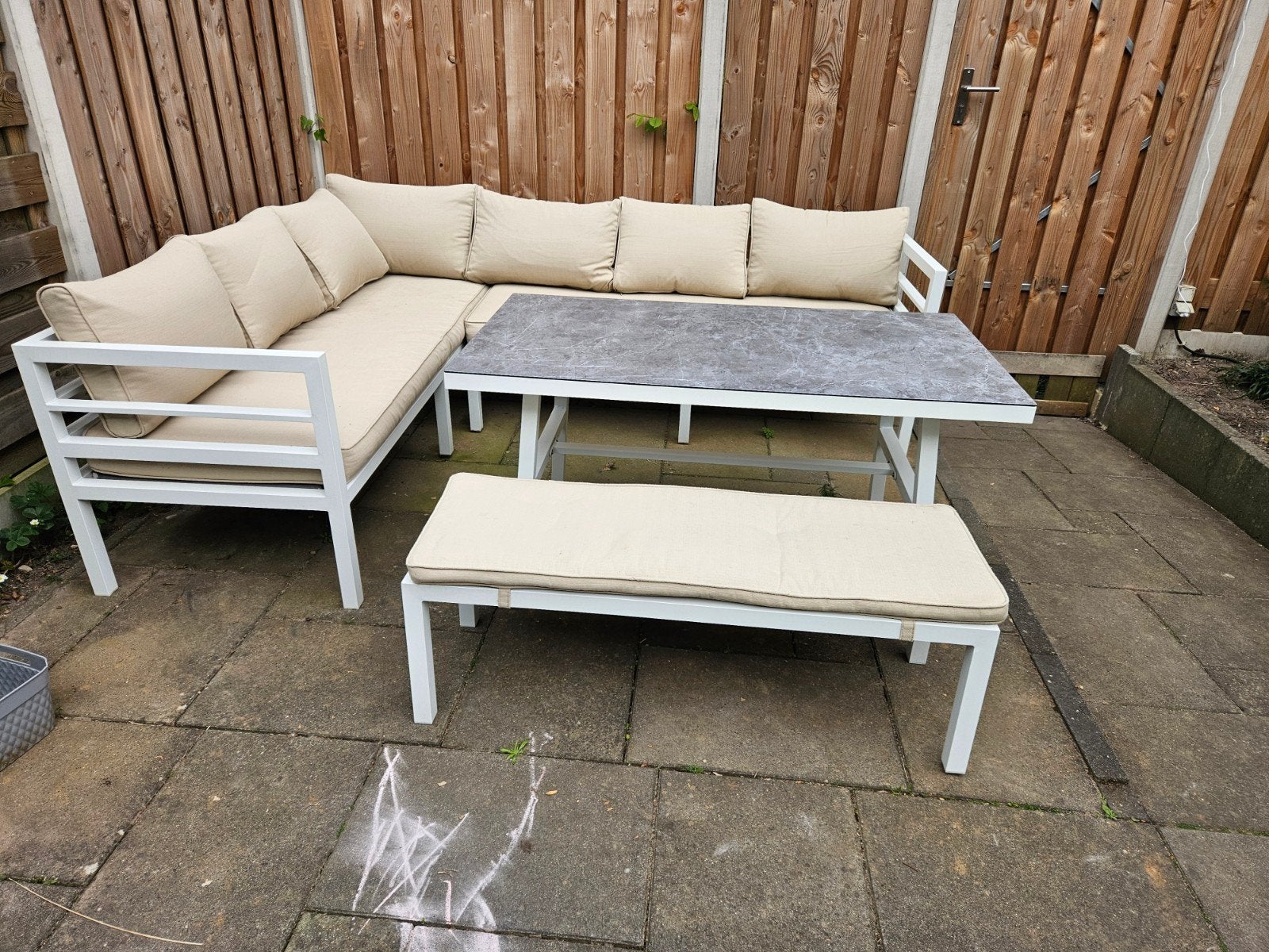 Zo goed als nieuwe loungeset - minder dan 1 jaar oud, Ophalen, Bank, 6 zitplaatsen, Aluminium