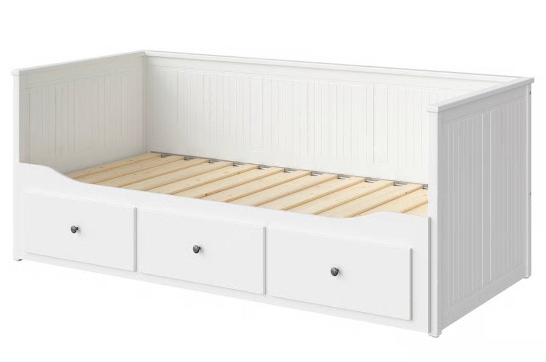 IKEA Hemnes Bedbank met 3 lades - Wit, Huis en Inrichting, Ophalen, Gebruikt, Wit, Tweepersoons