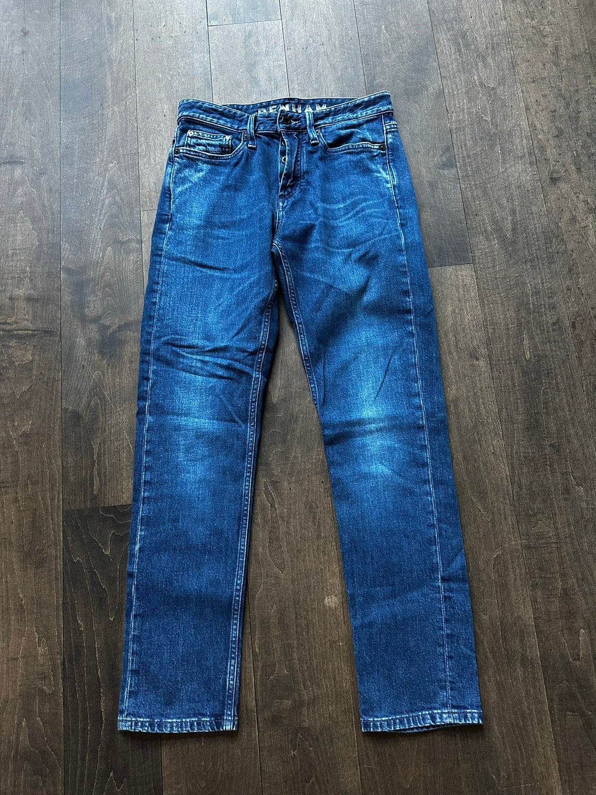 Denham spijkerbroek Razor blauw maat W27 L30 (4), Blauw, W32 (confectie 46) of kleiner, Ophalen of Verzenden, Zo goed als nieuw