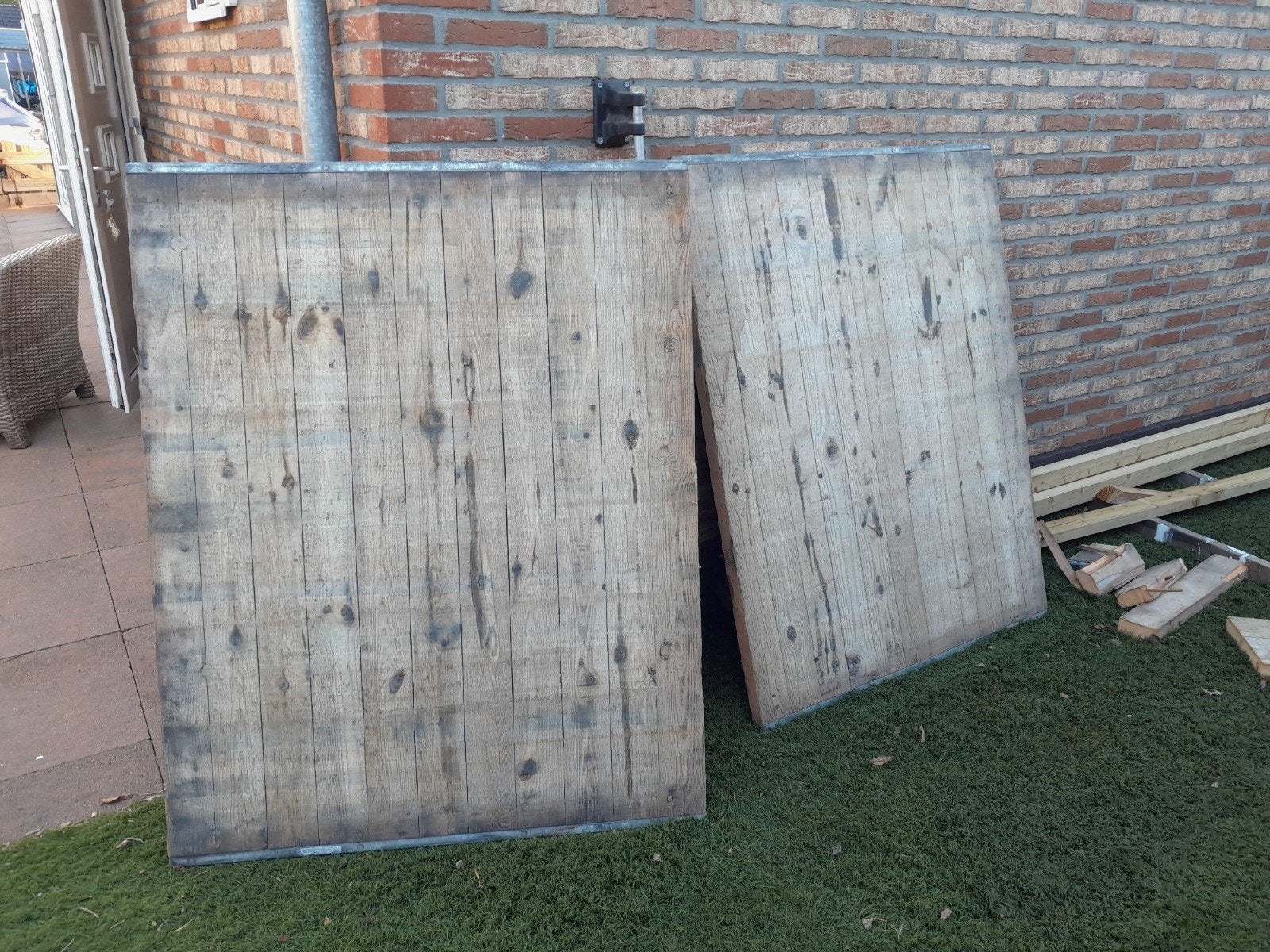 7 Steenschotten 140x110 cm Larikshout - Zo goed als nieuw, Doe-het-zelf en Verbouw, Ophalen, Overige typen, Zo goed als nieuw