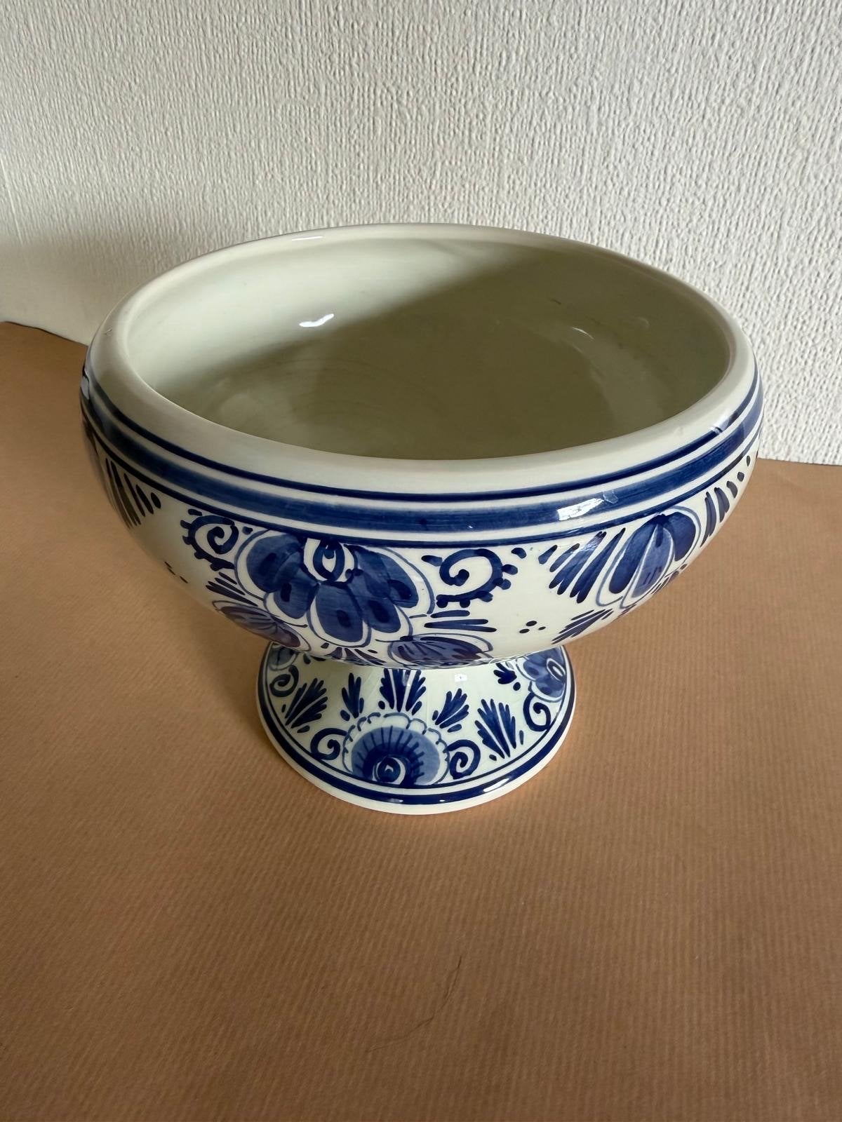 Delfts Blauw Handgeschilderde Bloempot/Schaal, Ophalen