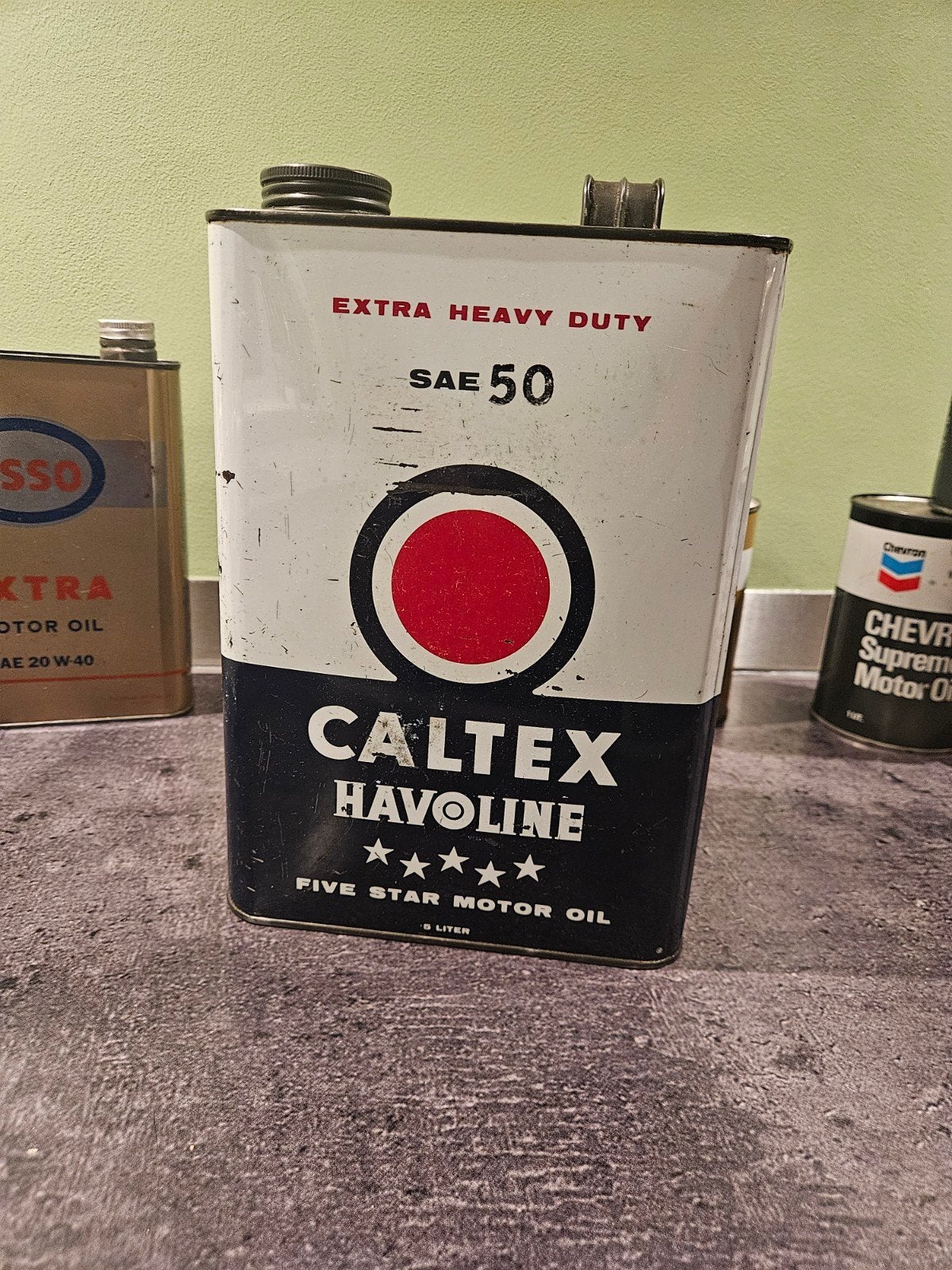 Caltex olieblik Havoline Olieblik 5 Liter, Verzamelen, Ophalen of Verzenden, Gebruikt, Overige