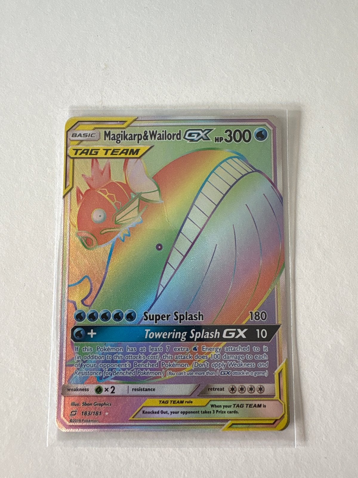 Magikarp & Wailord GX TAG TEAM Rainbow Rare Pokémon Kaart, Hobby en Vrije tijd, Verzamelkaartspellen | Pokémon, Ophalen of Verzenden