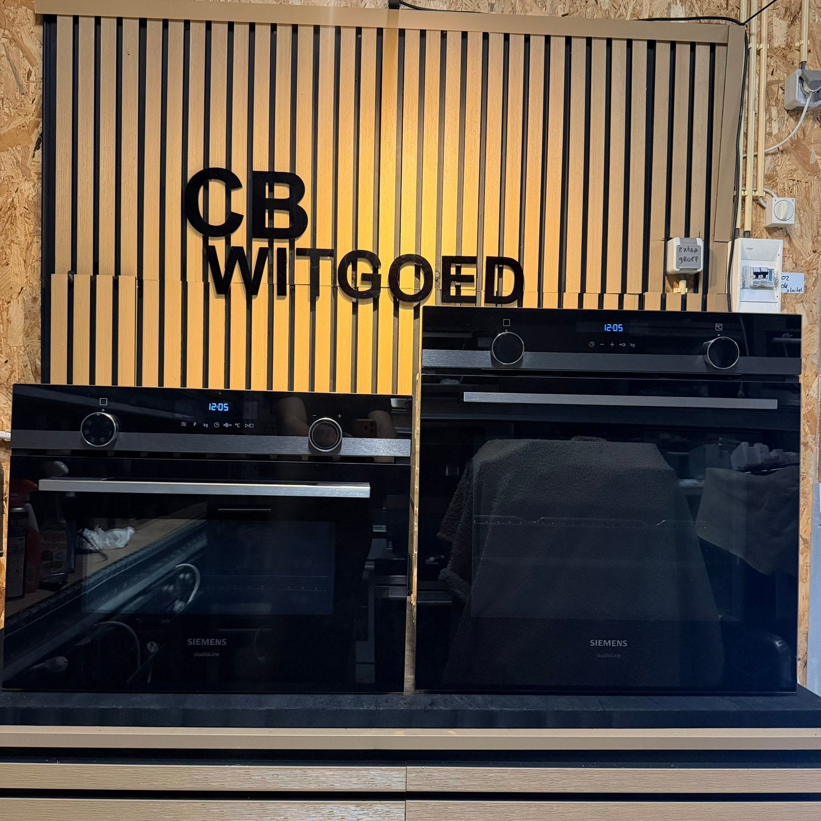 Luxe set Siemens studioline Blacksteel combi oven-solo oven, Ophalen, 45 tot 50 cm, Siemens, Zo goed als nieuw