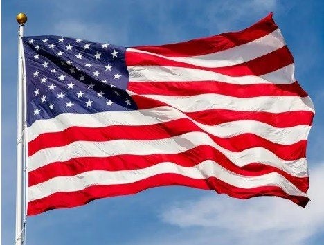 Amerikaanse vlag en vlaggenstok., Ophalen of Verzenden, Zo goed als nieuw