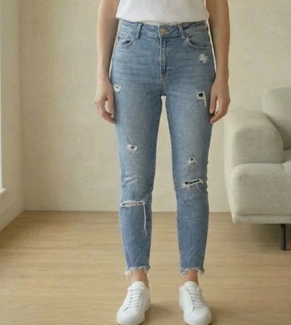 Janina Skinny Denim Wear jeans maat 42 lichtblauw destroyed, Blauw, Ophalen of Verzenden, W33 - W36 (confectie 42/44), Onbekend