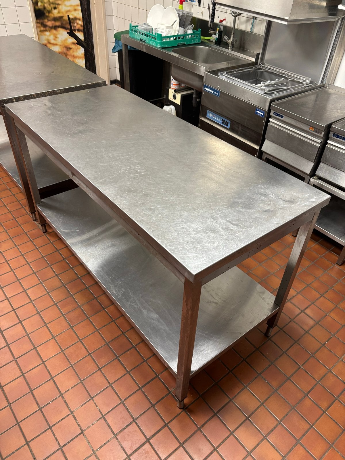 RVS werktafel 140x70x90 cm met onderblad, Ophalen of Verzenden, Gebruikt