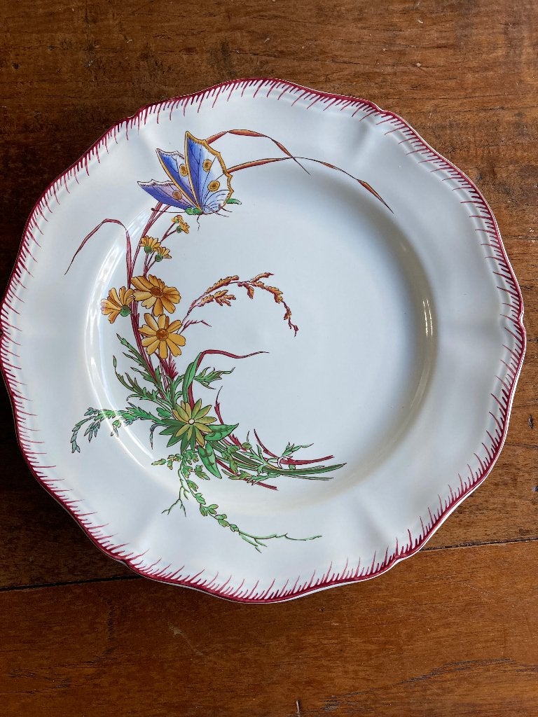Antiek Plat Bord Papillon van Sarreguemines, Ophalen of Verzenden