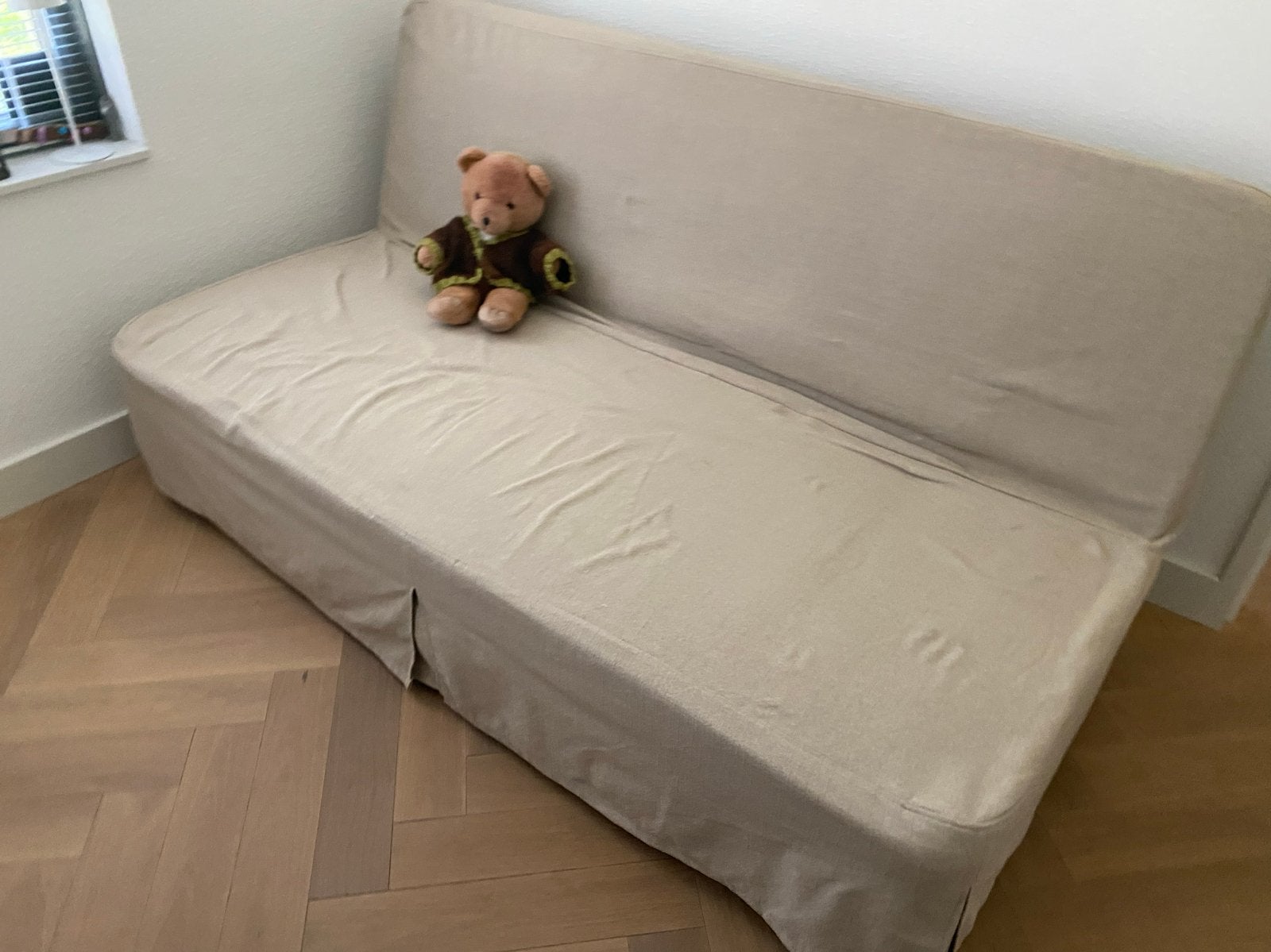 IKEA Nyhamn bedbank - Grijs, 140x200 cm, Ophalen, Beige, 140 cm, 200 cm