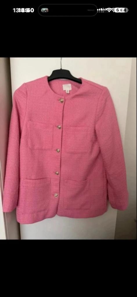 Roze H&M Tweed Jasje - Maat S, Ophalen of Verzenden, Zo goed als nieuw, Maat 36 (S), Roze