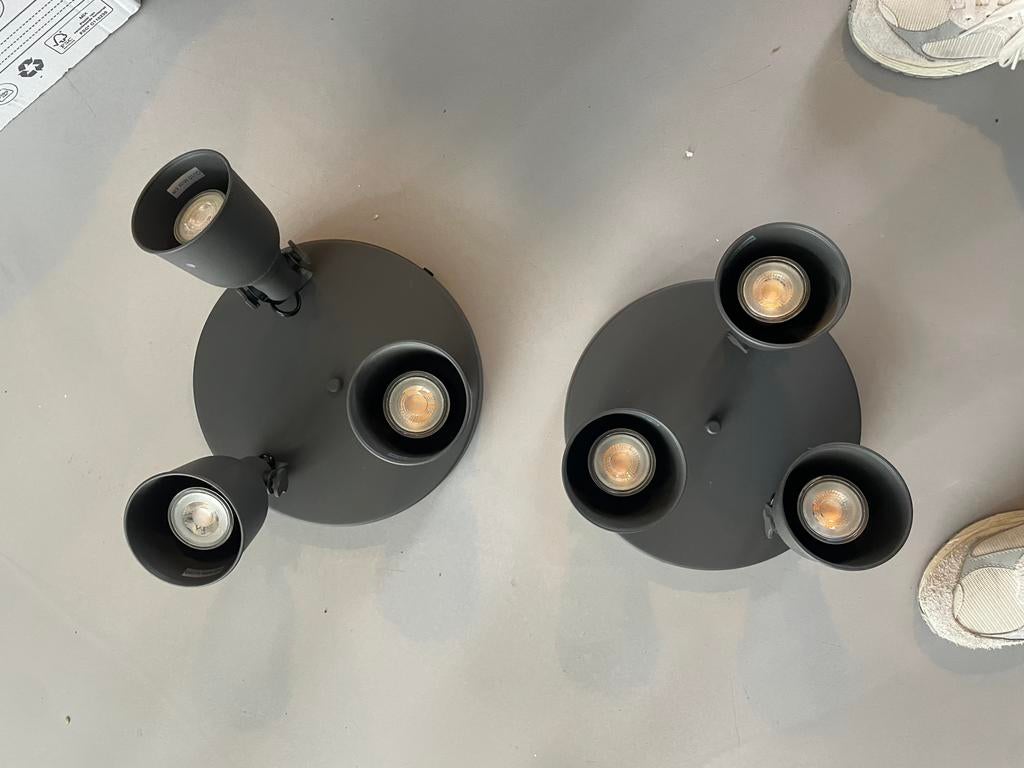 2x Plafondspot met 3 spotjes, Ophalen, Zo goed als nieuw, Metaal of Aluminium