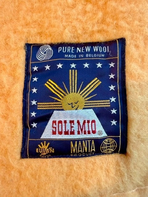 Vintage Sole Mio Manta Deken 220x240 – 100% Zuiver Scheerwol, Huis en Inrichting, Slaapkamer | Beddengoed, Ophalen, Zo goed als nieuw