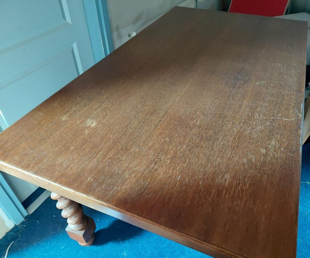 Prachtige Robuuste Eettafel – Donker Massief Hout – Karakter, Ophalen, Rechthoekig, 200 cm of meer, 50 tot 100 cm