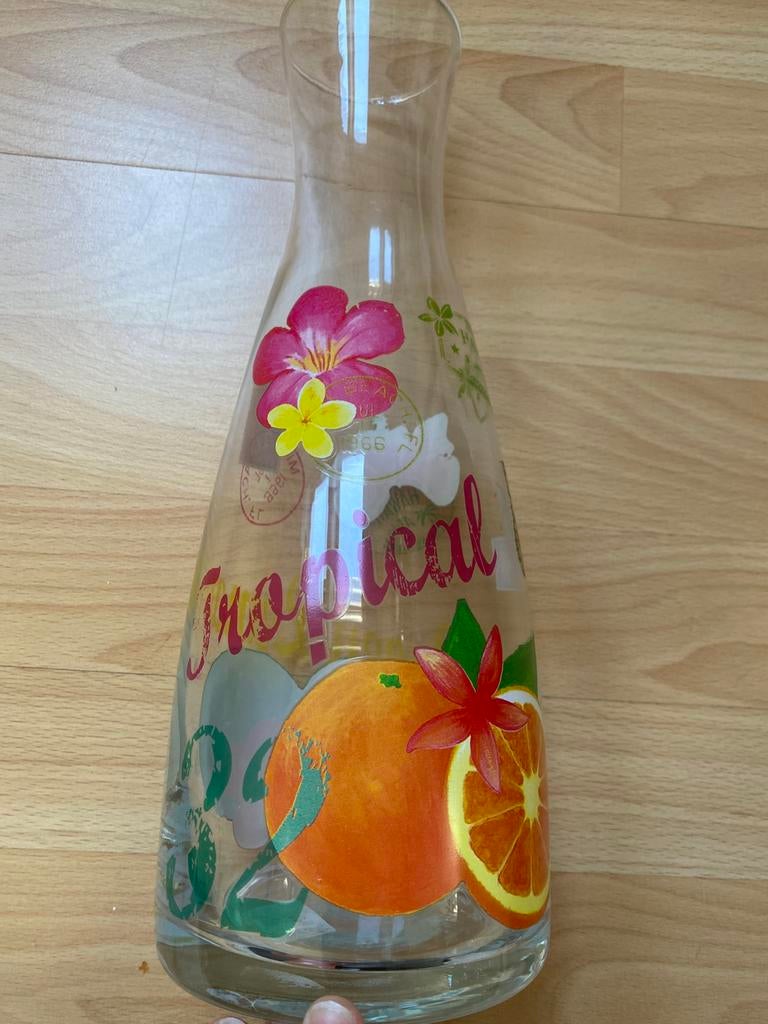 Nieuw waterkan sapkan glas water kan tropical postzegel frui, Glas of Glazen, Nieuw, Ophalen of Verzenden, Glas