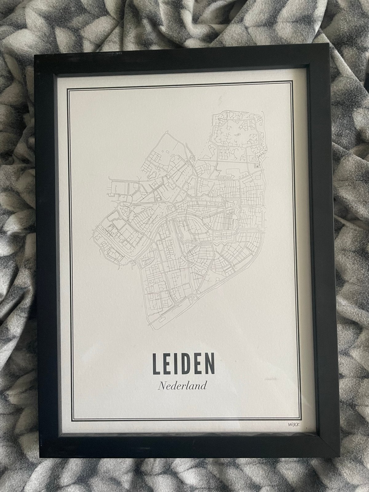 Ingelijste Poster Wijck Kaart Leiden Nederland, Verzamelen, Posters, Rechthoekig Staand, Met lijst, A4 of kleiner, Ophalen of Verzenden