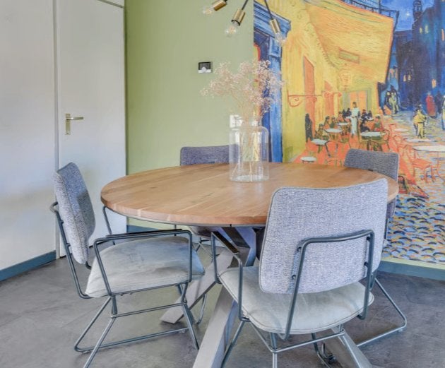Eettafel en 4 stoelen Xooon, Huis en Inrichting, Tafels | Eettafels, Ophalen, Gebruikt, Rond, Vier personen