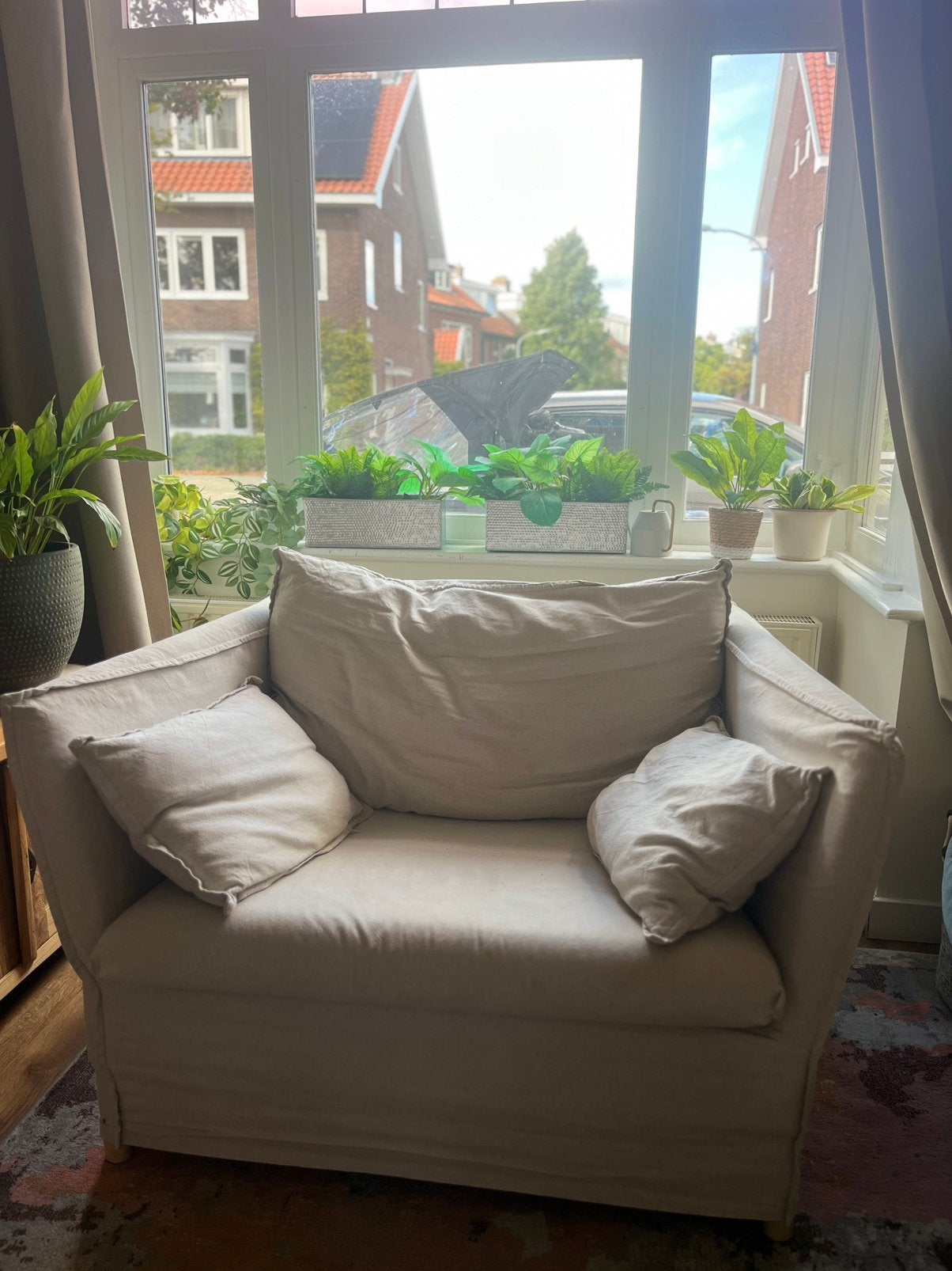 IKEA BACKSÄLEN 1,5-zits fauteuil – Katorp naturel/beige, Ophalen, Overige materialen, 75 tot 100 cm, Zo goed als nieuw