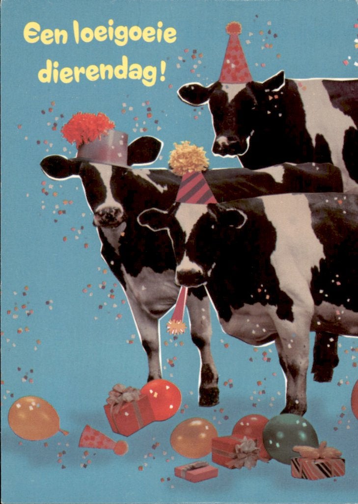 een loeigoeie dierendag! koe, Ophalen of Verzenden, 1980 tot heden, Ongelopen, Overige soorten