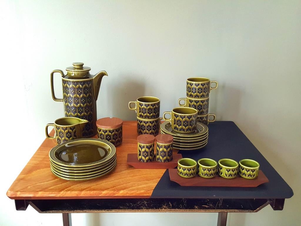 Hornsea Heirloom England servies groen, Huis en Inrichting, Keuken | Servies, Zo goed als nieuw, Compleet servies, Aardewerk, Ophalen