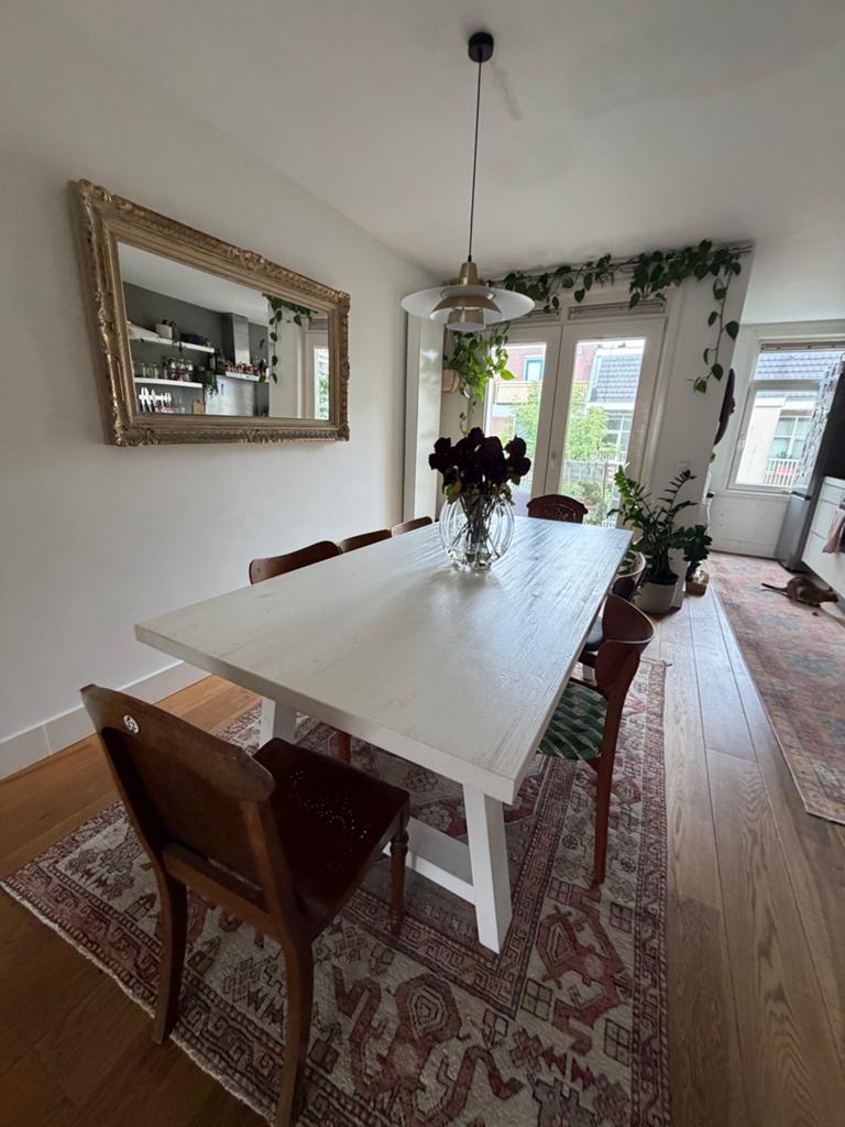 Robuuste witte eettafel - Handgemaakt, Ophalen, Gebruikt, 50 tot 100 cm, Vijf personen of meer